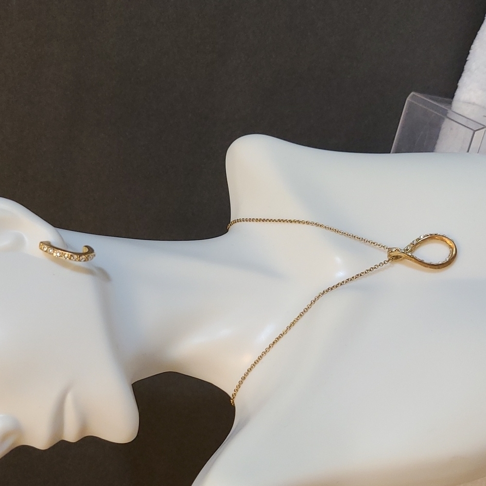 Necklace And Earrings Set Gold Color With Faux Stones 12$